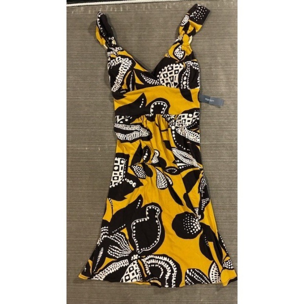 Bisou Bisou dress 14 Mustard/Brown/Cream